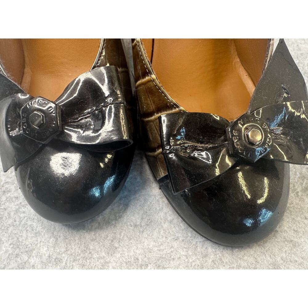 Marc by Marc Jacobs Pumps Bow Croc Leather Block Heel 39 Archival Vintage - Picture 10 of 12